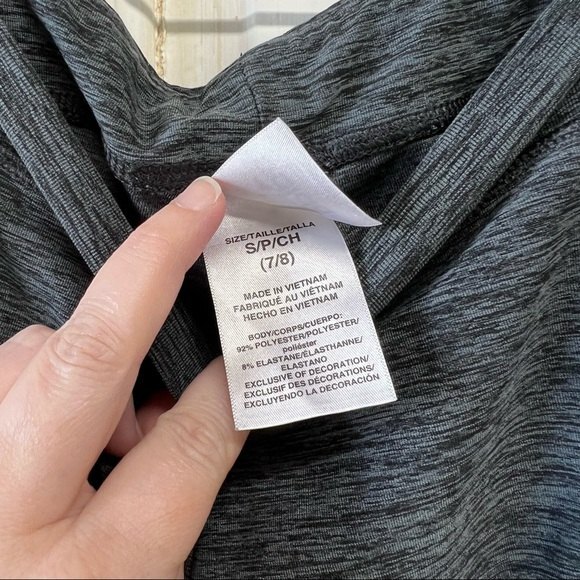 Adidas youth girls small 7/8 pink heather grey leggings athletic pants - Picture 5 of 5